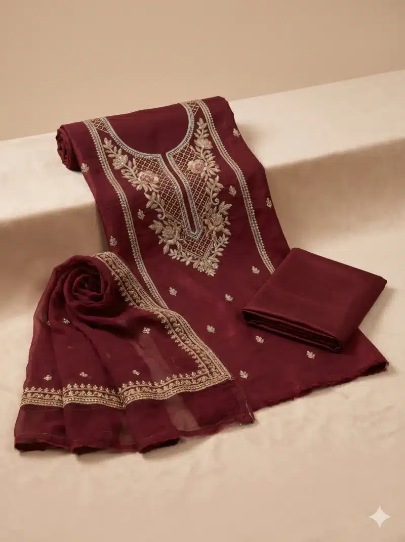 Premium Embroidered Unstitched Suit