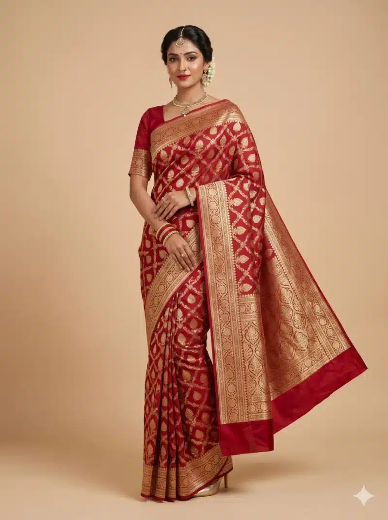 Ruby Banarasi Silk Saree