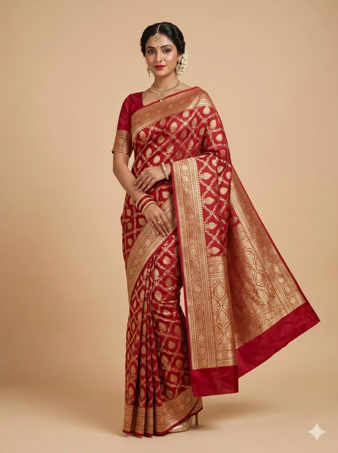 Ruby Banarasi Silk Saree